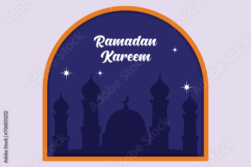 Welcoming Ramadan concept. Colored flat vector illustration isolated.