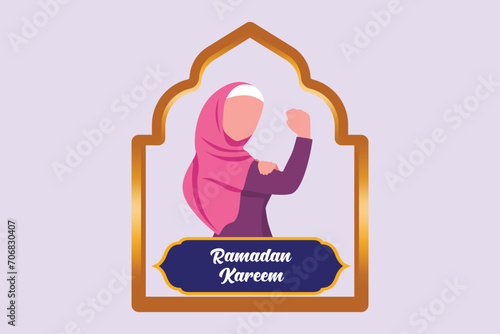 Welcoming Ramadan concept. Colored flat vector illustration isolated.