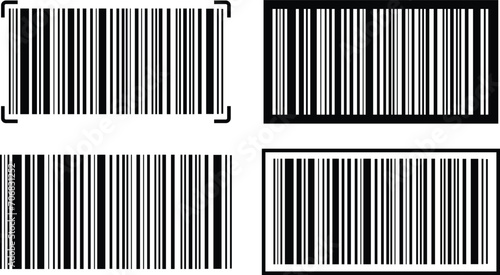 Barcode Icons Set. Almost black barcode for scanning to check product prices Isolated on transparent background. Trendy vectors illustration buy market mark symbols for website designs and mobile app. photo