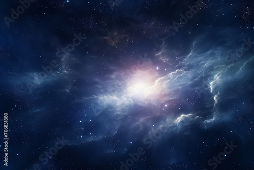 Generative AI Image of Outer Space Background with Starry Galaxy Nebula in Dark Sky