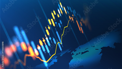 Stock market or forex trading graph in futuristic concept suitable for financial investment or Economic trends business idea and all art work design. Abstract finance background photo