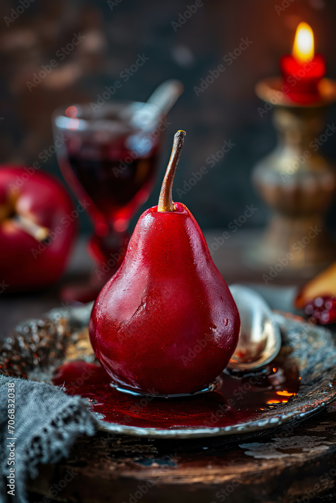 Red Wine Poached Pear