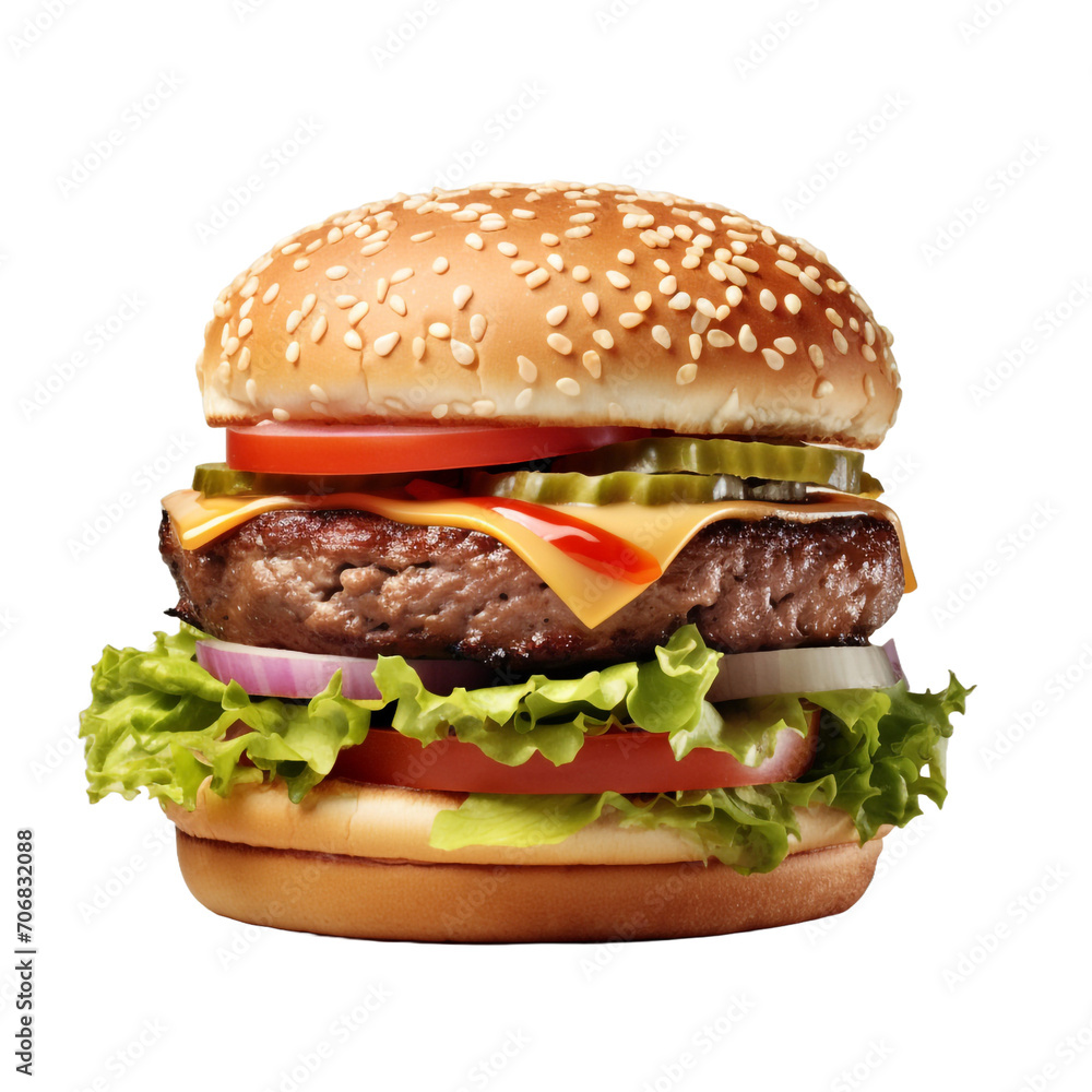 Hamburger isolated on transparent background Hamburger isolated on transparent background