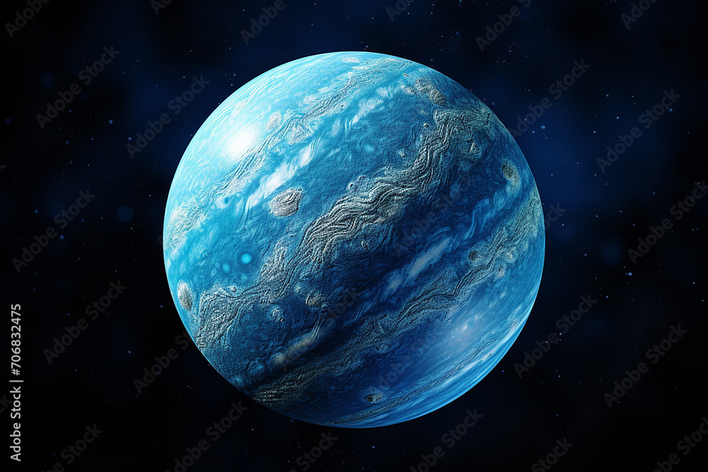 Generative AI Image of Neptune Blue Planet in Outer Space