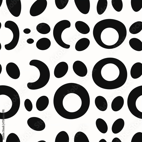 Seamless pattern : Black and white abstract bubbles and crescent moon pattern 