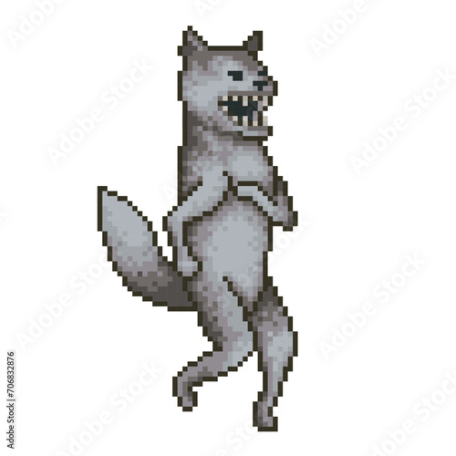 Dancing wolf, pixel art meme