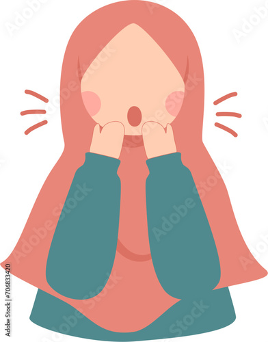 Cute girl hijabi suprised