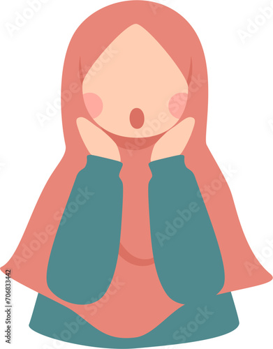 Cute girl hijabi suprised