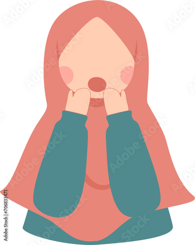 Cute girl hijabi suprised