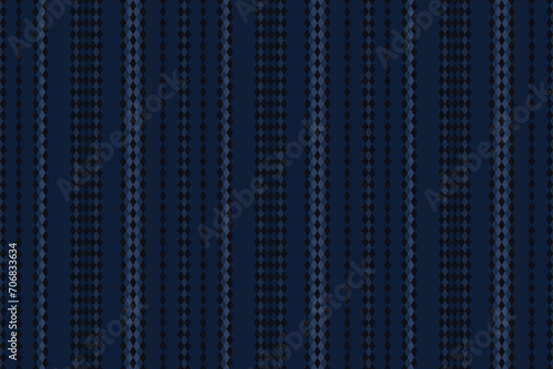 Abstract geometric seamless with vertical diamond shape line pattern, like n dark blue on indigo blue background, vector illustration. For masculine shirt lady dress textile cover wallpaper print
