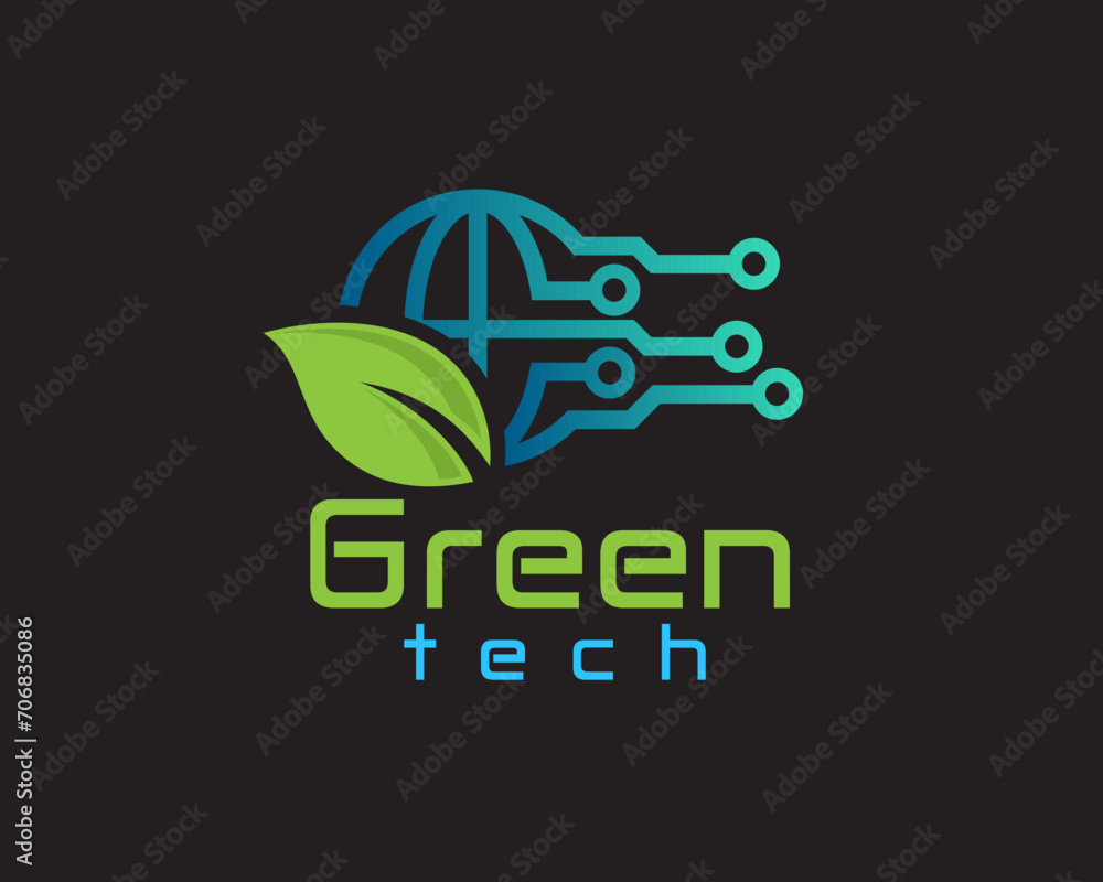 green eco bio tech world globe connection logo icon symbol design template illustration inspiration
