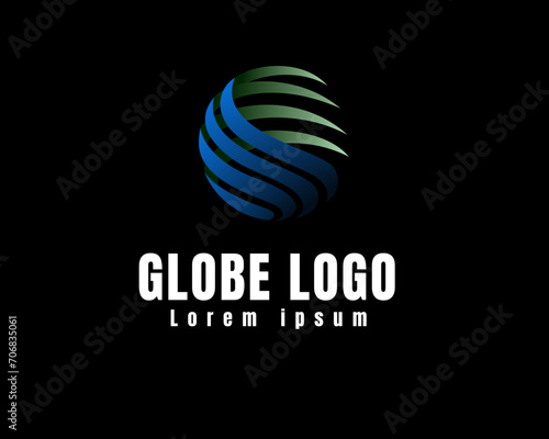 abstract simple line ribbons circle world earth globe logo icon symbol design template illustration inspiration