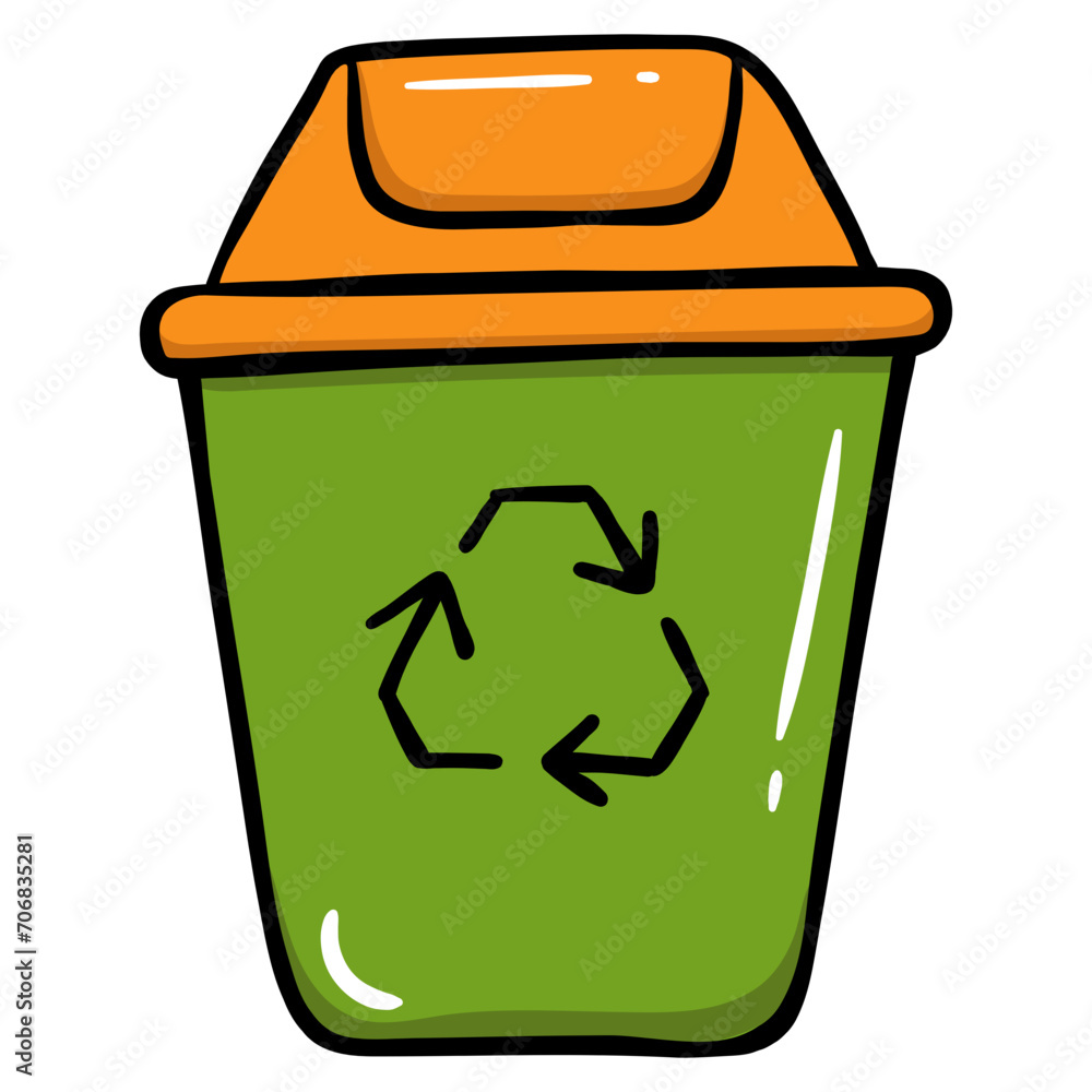 Recycle bin - colored hand drawn icon Recycle bin - colored hand drawn icon