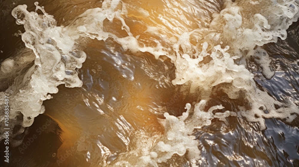 The uncontrollable and dynamic movement of floodwater, magnified in a closeup perspective. The uncontrollable and dynamic movement of floodwater, magnified in a closeup perspective.