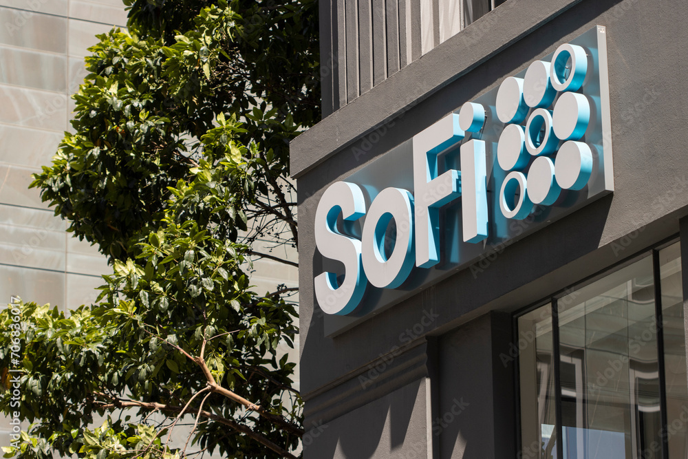 San Francisco, CA, USA May 1, 2022 SoFi logo is seen at its