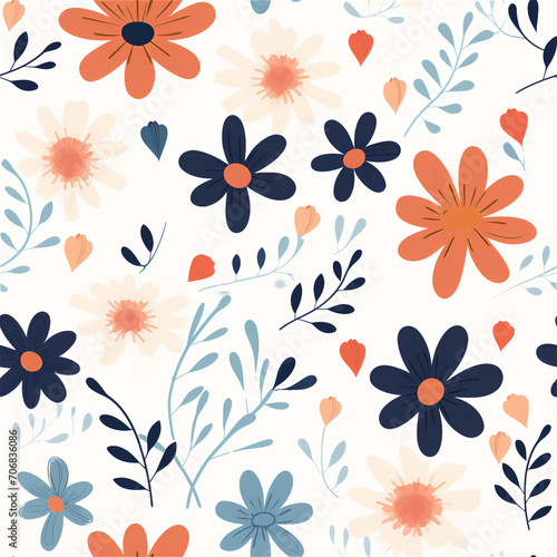 Seamless pattern   Vibrant Florals Pattern on a White Canvas 