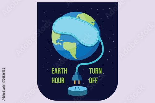 Earth Hour concept. Colored flat vector illustration isolated.