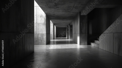 Gray cement room reflects sunlight.The concrete has shiny diagonal lines. Black and white photos for illustrating ideas for decorating rooms and buildings.