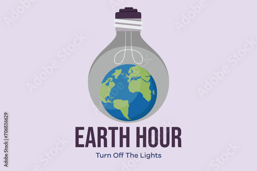 Earth Hour concept. Colored flat vector illustration isolated.