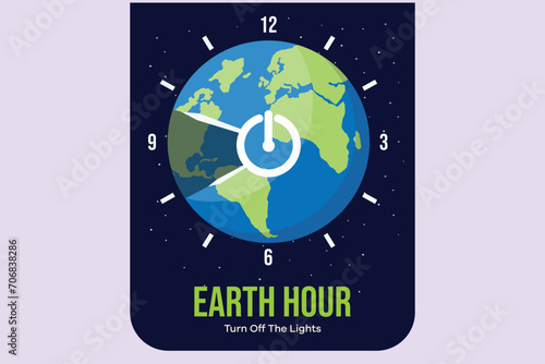 Earth Hour concept. Colored flat vector illustration isolated.