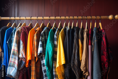 Color clothes in wardrobe
