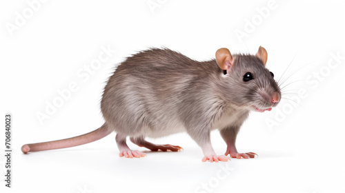 gray rat on white background photograph