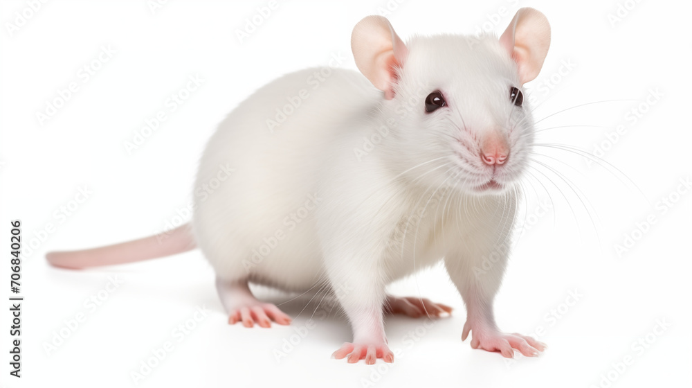 white rat on white background