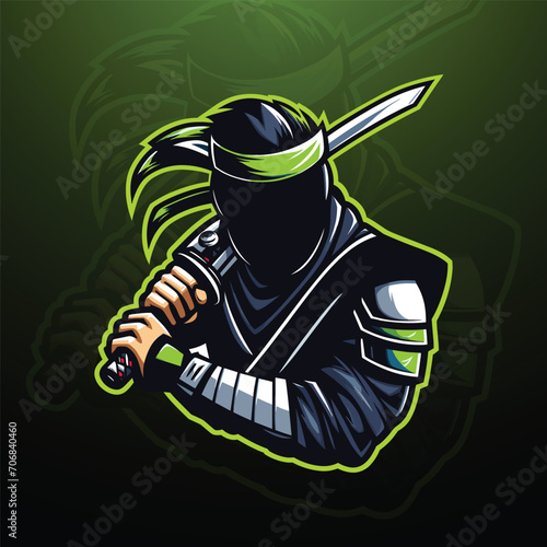 Ninja mascot esport logo design