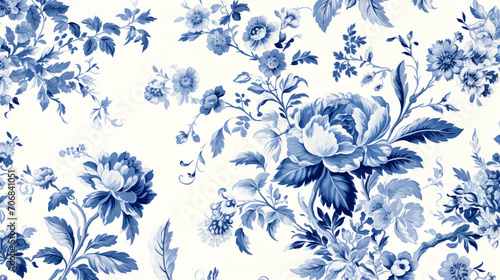 Seamless floral pattern. Classic illustration. Toile de Jouy