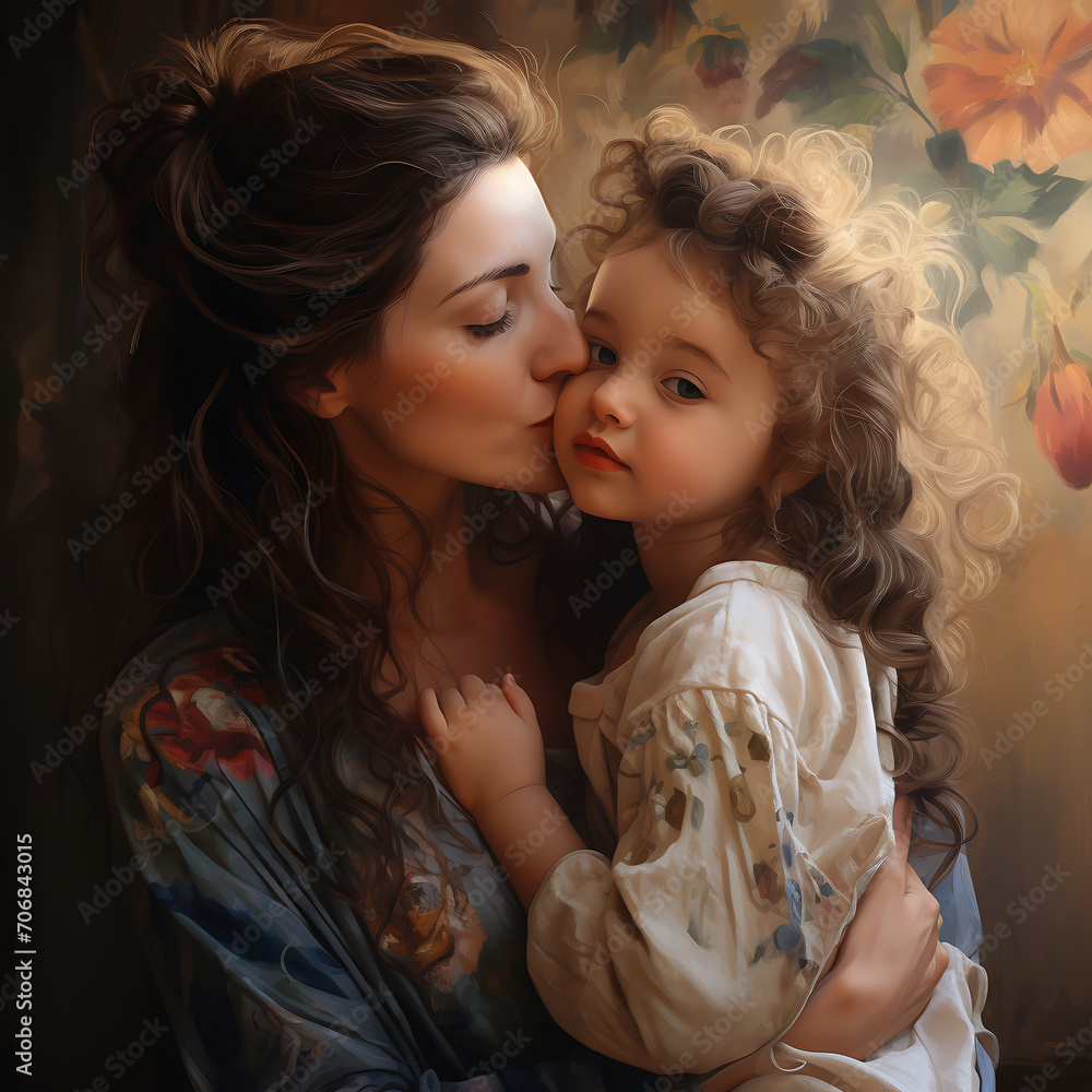 Foto de madre besando a su hija dandole amor, para celebrar el dia de ...