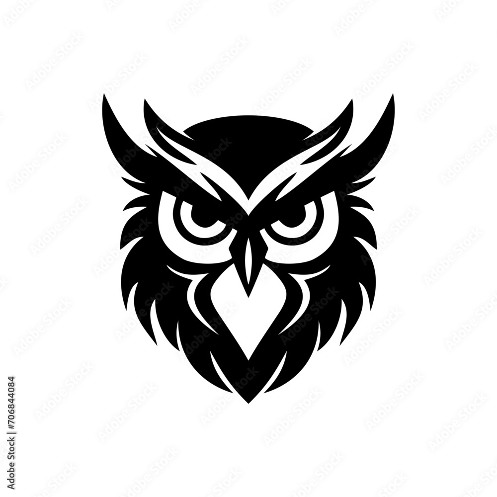 Fototapeta premium owl logo with solid black color