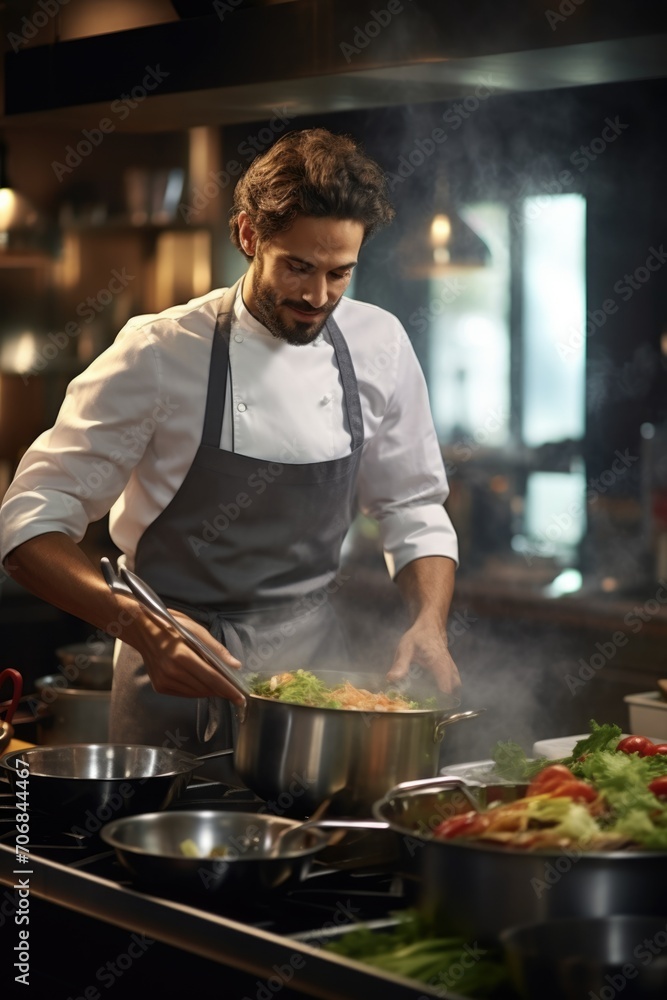 Professional chef working in the kitchen Professional chef working in the kitchen