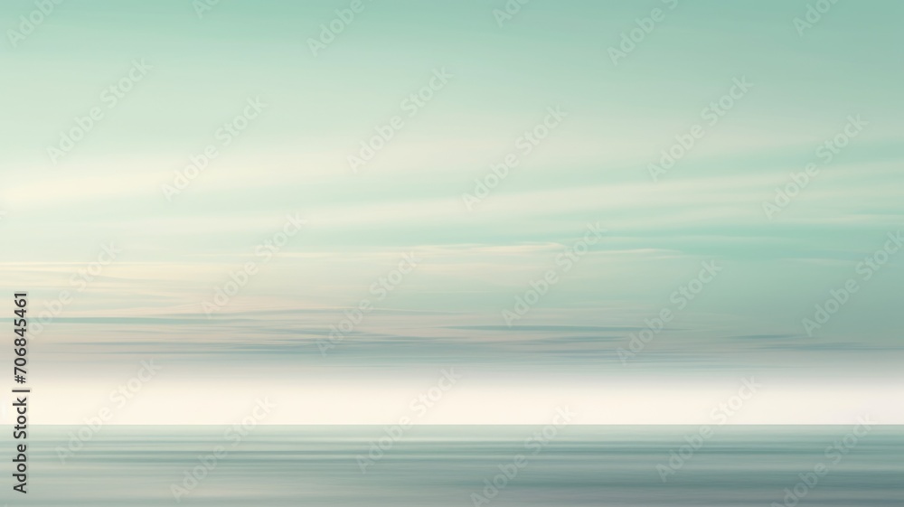 Clear blue sky sunset with horizon on calm ocean seascape background. Picturesque generative ai