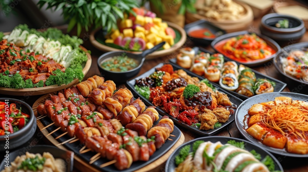 Assorted international dishes on a table, showcasing the diversity of global cuisine.