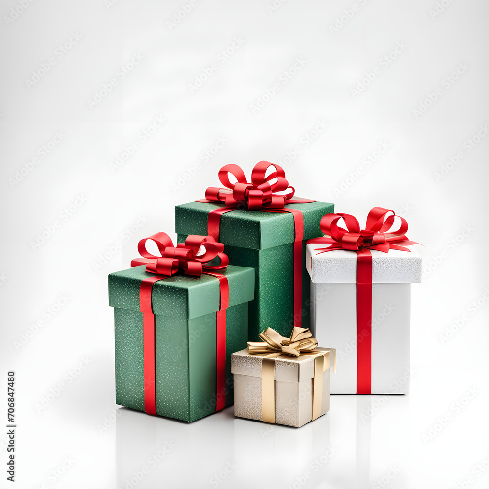 Obraz premium christmas gift boxes on a white background