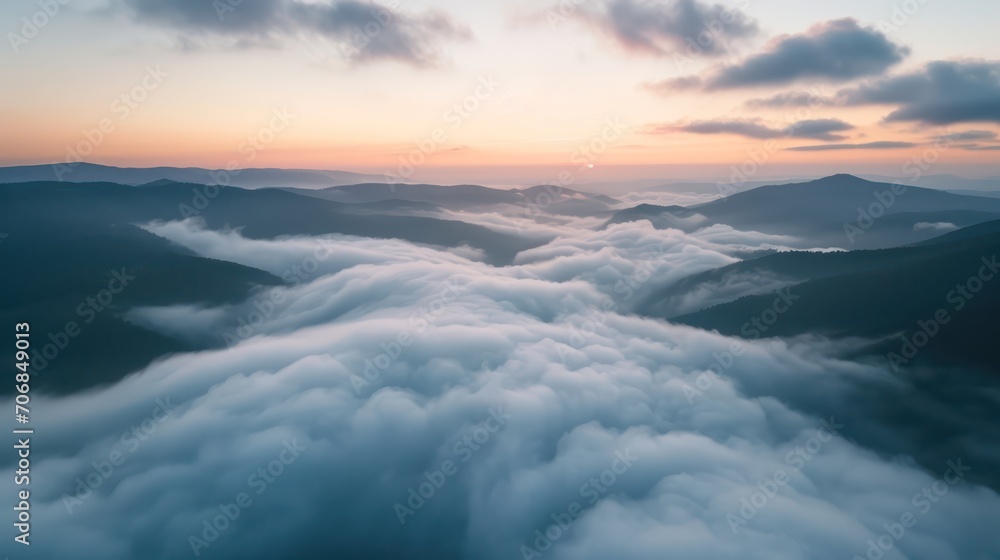 Beautiful sunrise over the clouds and mountains Beautiful sunrise over the clouds and mountains