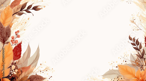 unique square background with space for text with autumn leaves on white background