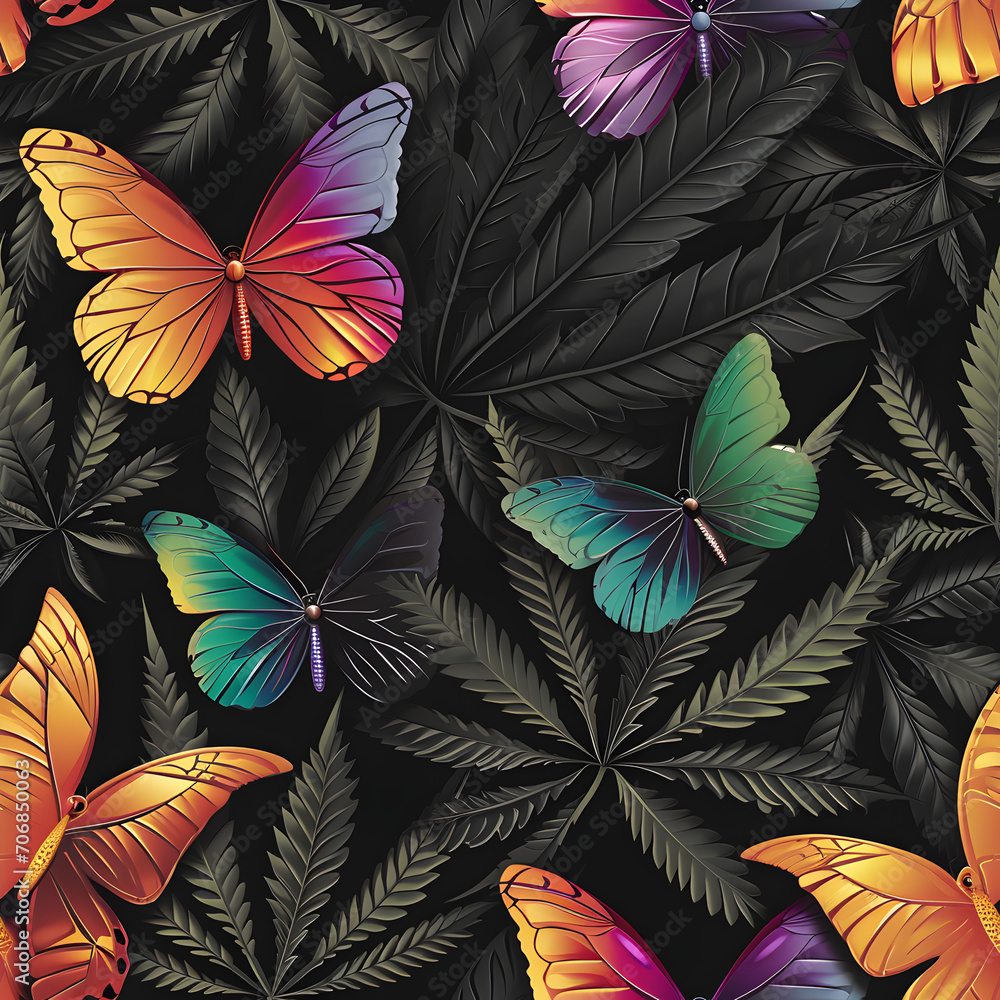 seamless pattern with butterflies   ,Ai generative