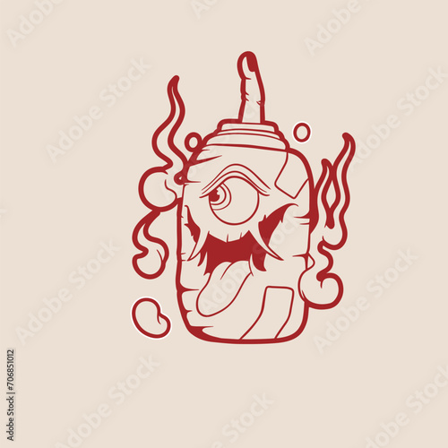 vintage japanese lantern ghost illustration