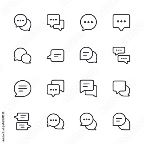 Set of Chat Bubbles icon for web app simple line design photo