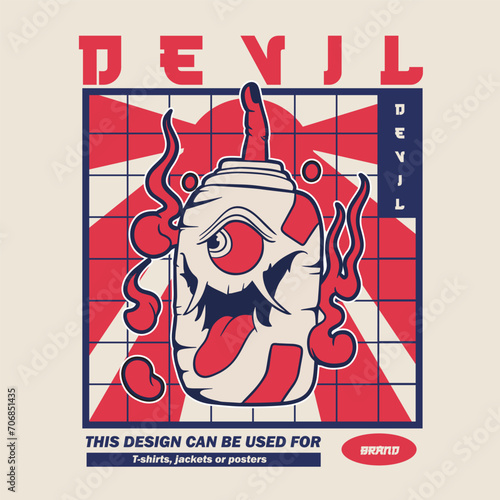 vintage japanese lantern ghost illustration