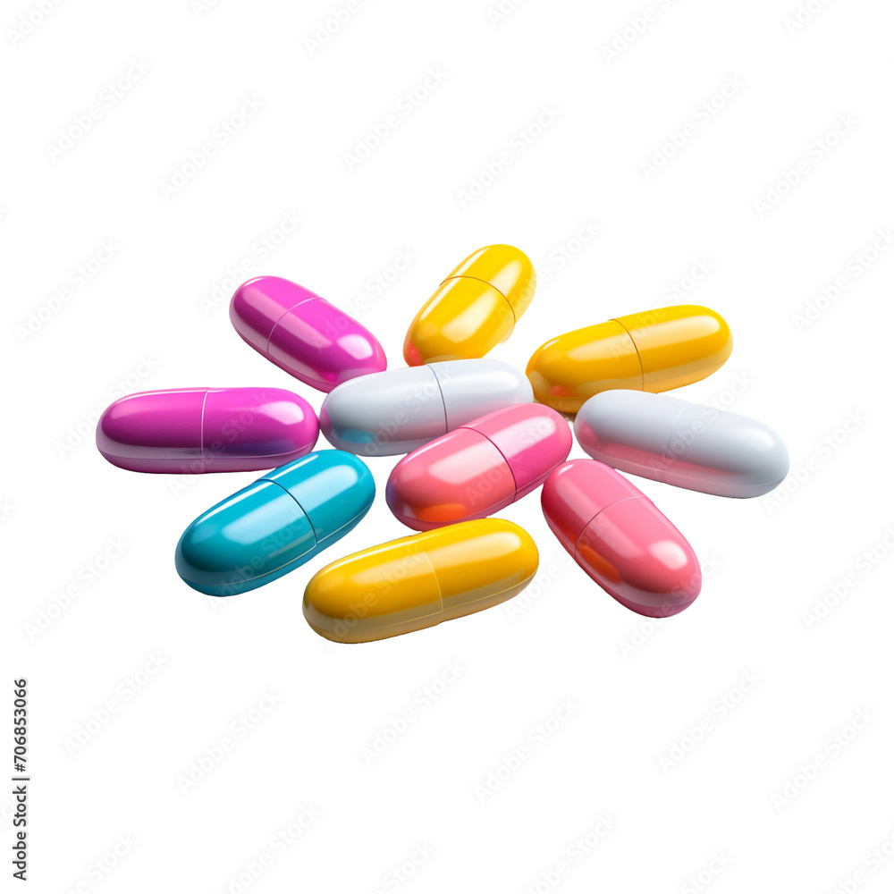 Health pills dramatic light isolated on transparent background Health pills dramatic light isolated on transparent background