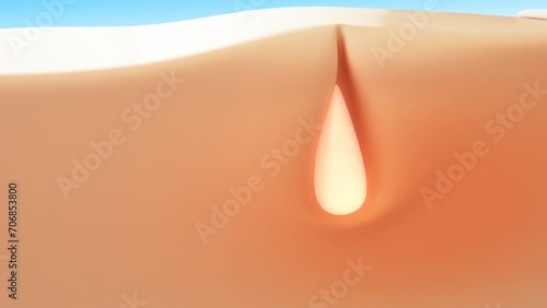 3D animation Face close-up repair effect skin dirt removal. Deep cleansing skin. Skin pores. Acne cleansing. reduce acne. skin pore cleaning