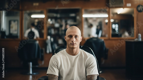Bald guy in a hairdresser.
