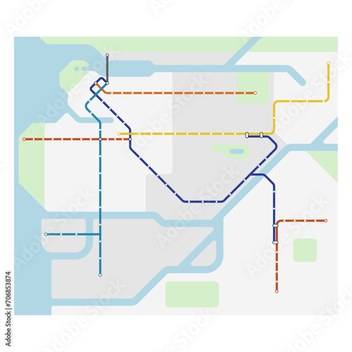 Layered editable vector illustration of Rail Network Map of Vancouver, Canada