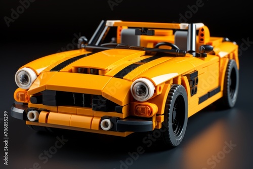 3D Render Sports Car Toy  on an isolated Racing Yellow background  Generative AI