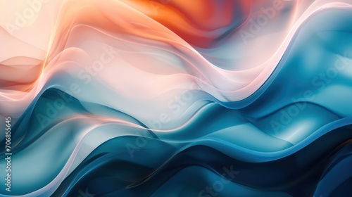 abstract background with smooth lines in blue and orange colors, 3d render