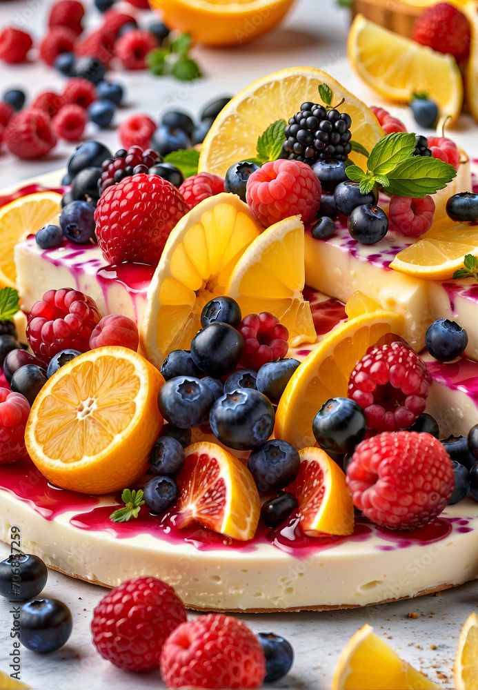 Cake With Fresh Fruit Topping - Delicious and Colorful Dessert for Any Occasion