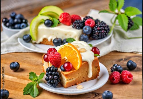 Delicious Fruit-topped Cake for a Sweet Treat