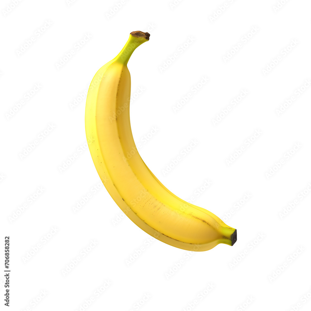 Single ripe yellow banana isolated on transparent background, clipping path, png file, Single ripe yellow banana isolated on transparent background, clipping path, png file,